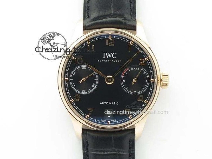 MIROTIME 0715 Portuguese Real PR RG IW5007 ZF 1:1 Best Edition Black Dial On Black Leather Strap A52010 V FreshLook 7304